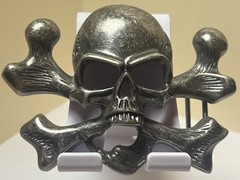 Skull Crossbones Pirate Metal Western Belt Buckle Vintage 1.5” Gothic Metal Head
