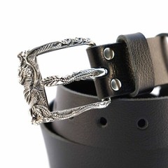 German silver belt buckle « Smaug dragon », handmade pin type german silver buckle