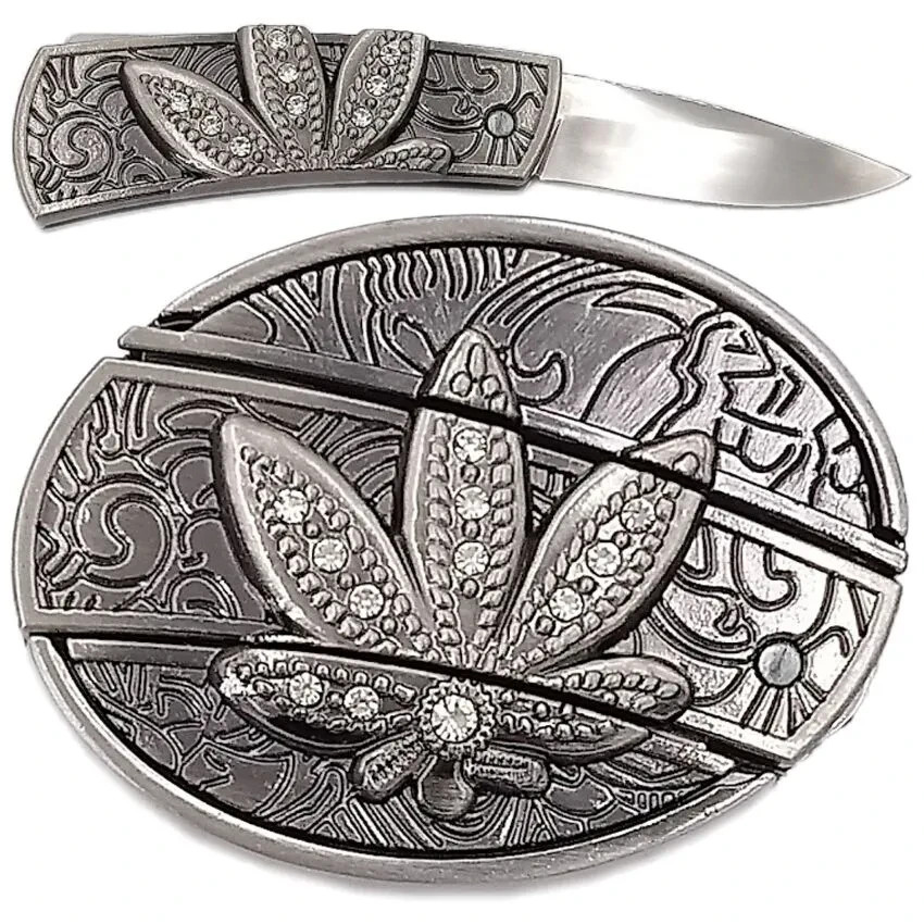 +POT LEAF BELT BUCKLE KNIFE 1.5  » BELT