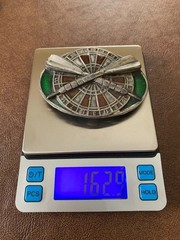 Darts and Dart Board Belt Buckle, 1984 Bergamot Brass Works