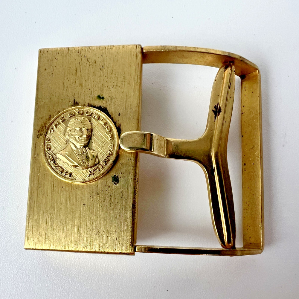 Anson Old Grand Dad Bourbon Belt Buckle Head Of The Bourbon Family Gold Tone
