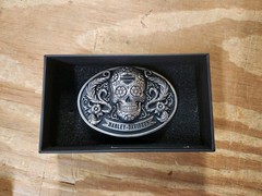 Harley Davidson Chrome Bar & Shield Skull Belt Buckle