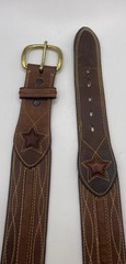Vintage Larry Mahan Tooled Embroidered Leather Belt 6511 size 34