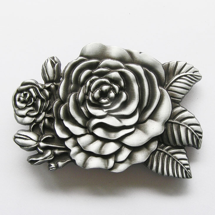 Western Rose Flower Metal Belt Buckle
