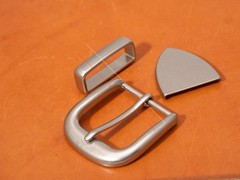 38mm Western stainless Single Prong End Bar Leathercraft Belt Buckle 3 Pcs Set