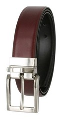 Men&rsquo;s Belt Genuine Leather Reversible Rotated 34, Silver Buckle-burg/Blk