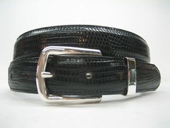 STERLING SILVER 925 SOLID BUCKLE & LOOP, & GENUINE LIZARD BELT 28 MM WIDE U.S.A