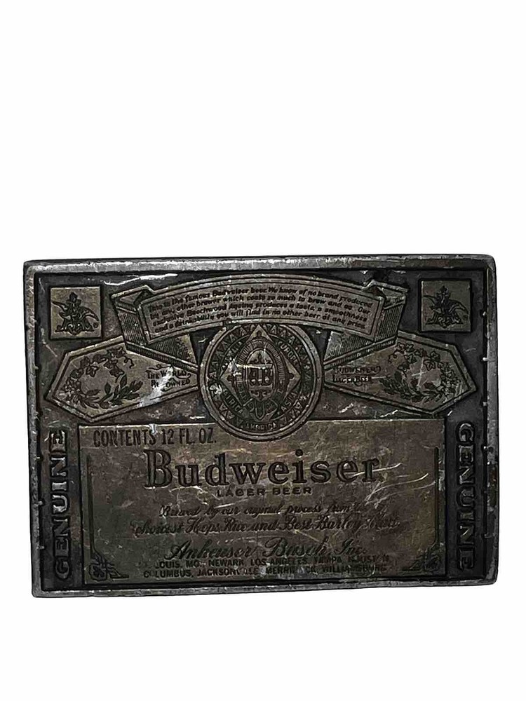VTG Brass Budweiser Belt Buckle 1970&rsquo;s Classic King Of Beers Anheuser Busch Logo