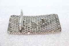 Industrial Brass Mounted Eagle on Perforated Steel Belt Buckle