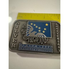 Vintage Alaska 1984 25 Years Statehood Anniversary Belt Buckle Eagle
