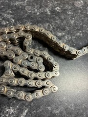 Vintage 32&Prime; Long Chrome Motorcycle Chain Belt Etched Buckle