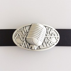 Antique Brushed Silver Microphone Music Oval Belt Buckle also Stock in the US