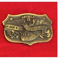 Vintage 1982 Bergamot Brass Works Eagle Article II 2nd Amendment BeltBuckle H459
