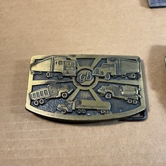 2 Vintage 1970s Belt Buckle TRUCKER semi-truck SOLID BRASS cowboy western driver
