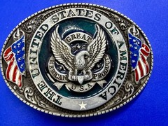 The United States of America Patriots Eagle US Flag Emblem Belt Buckle
