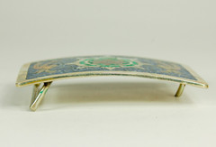 Aztec Sun Stone belt buckle western blue inlay on silver plate 3.5 inch
