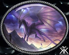 Dragon Belt Buckle – Gothic Sci-fi Fantasyland Handmade Silver Oval Buckle – 717