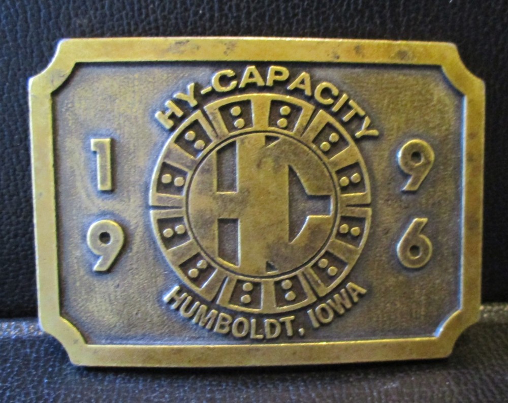 Hy-Capacity HC Humbolt Iowa 1967 Brass Belt Buckle Limited Ed Tractor & Ag Parts