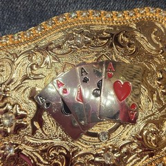 Four Aces Western Belt Buckle Cowboy Rodeo Jeans Buckle Silver & Rosetone