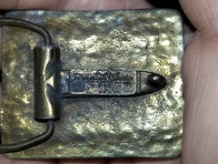 VINTAGE JIM BEAM BOURBON BELT BUCKLE BRASS Wyoming Studio Artworks Made In Usa