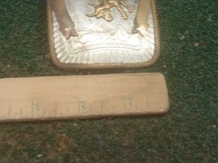 Vintage Nickel Silver Western Bull Riding Belt Buckle Silver Gold Floral 4&Prime;x3&Prime;