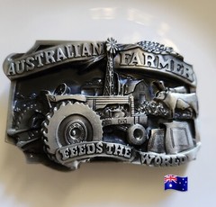 1pce Australian Farmer Belt Buckle 9x6cm Suits 4cm Belt Width