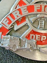 VINTAGE FIRE FIGHTER BELT BUCKLE FIRE DEPT. PEWTER R-92 America&rsquo;s Heroes EUC!