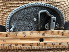 Western Cowboy Antique Engraved Initial S Rope Edge Oval Belt Buckle