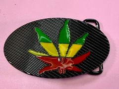 Rasta Colored Pot Marijuana CBD Weed Leaf Delta-283773 New Colorful Belt Buckle