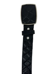 Genuine Leather Pirarucu Fish Print Western Belt with Removable Buckle -Black