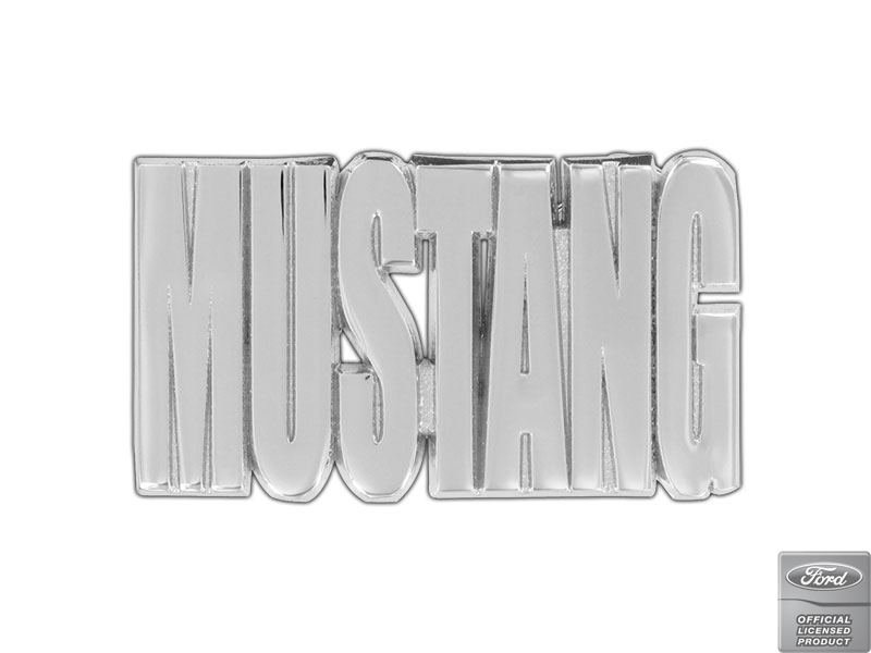 Ford Mustang Block Letters Chrome Brass Belt Buckle