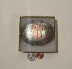 Vintage 2002 Metal Belt Buckle, Silver and Copper, Dylan, Nice Design