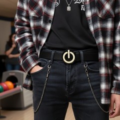 Men Women Teen Fashion Belt Buckle Emoji Retro Black Metal Power Button On Off