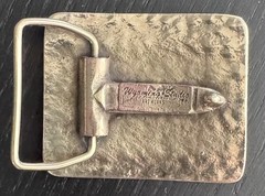 VINTAGE JIM BEAM BOURBON BELT BUCKLE BRASS Wyoming Studio Artworks Made In Usa