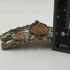 Vintage Maya Mexico Brutalist Mixed Metal Belt Buckle Clay Mask Enamel Folk Art