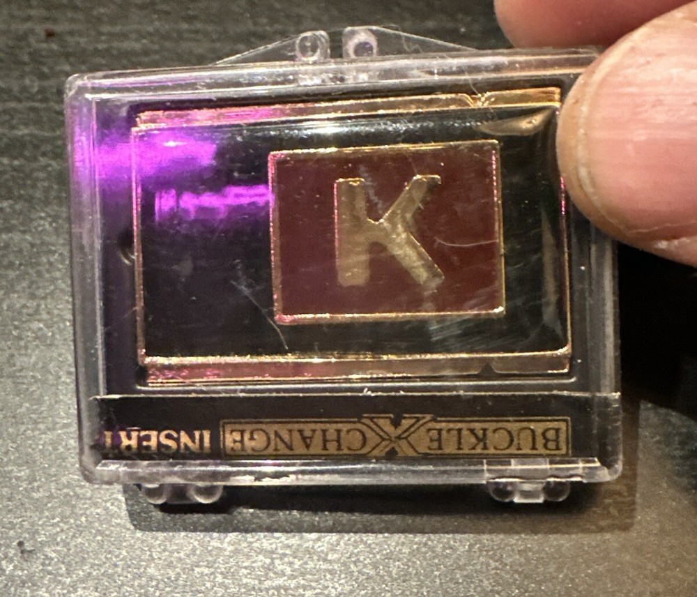 Men’s Buxton Buckle X Change Insert Monogram Letter K Vintage Original Package