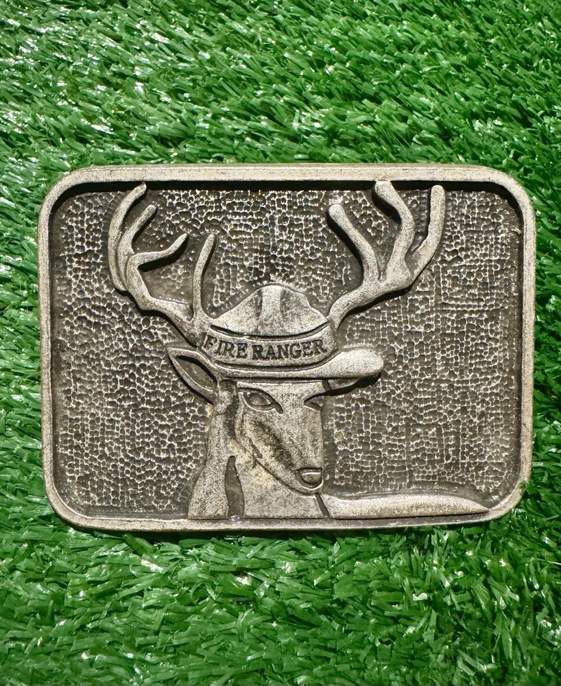 Forest Fire Park Ranger Fireman Firefighter Elk Deer Belt Buckle