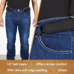 2PCS Elastic Invisible Belt No Buckle Metal Hook Waist Belt for Jeans