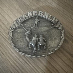 Vintage 1977 Bergamot Brass Works O-85 Baseball Belt Buckle, Made in USA