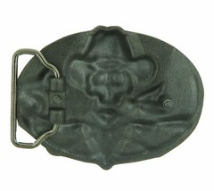 Cowboy Skull with Rifles Western Blue Enamel Belt Buckle