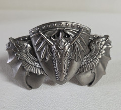 Belt Buckle DRAGON Wings Horns 3.75&Prime; Pewter Color Fit 1.5&Prime; Belt Creepy