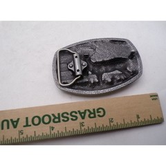 Silver Tone Deer Buck Doe American Flag Western Belt Buckle Patriotic Hunting