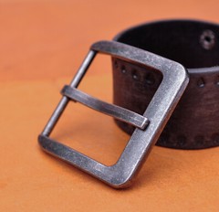 46mm Retro Silver Two-Tone Heavy Square Wide Single Prong Pin Clips Belt Buckle