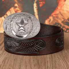 Western Rodeo TEXAS Cowboy Lone Star Belt Buckle Silver Color(FREE SHIPPING)