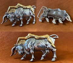 Western Buckle Antique Gold Lady Bull Engraved Belt Buckle Fits 1-1/2&Prime; wide Belt