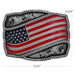 USA Flag Patriotic Belt Buckle American Floral Design Western Country Cowboy-New
