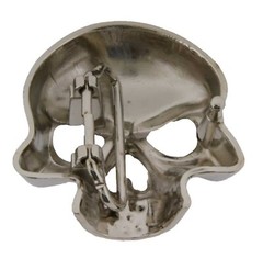 Half Face Skull Belt Buckle Tattoo Halloween Skeleton Grill Bling Silver Metal