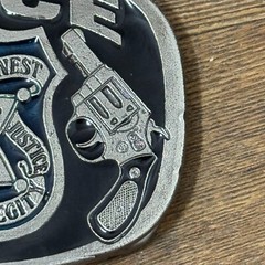 Metal Police Belt Buckle Bakery 1988 #1654 Serve & Protect Law Enforcement Badge