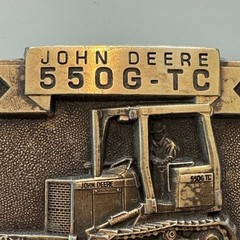 John Deere 550G TC Dozer Belt Buckle Vintage Brass Metal Bulldozer 1994