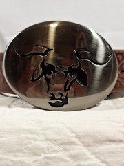 Justin TROPHY BULL Buckle On Genuine Leather Belt